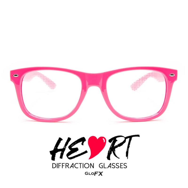 GloFX Heart Effect Diffraction Glasses Pink Outdoor Fun Shop
